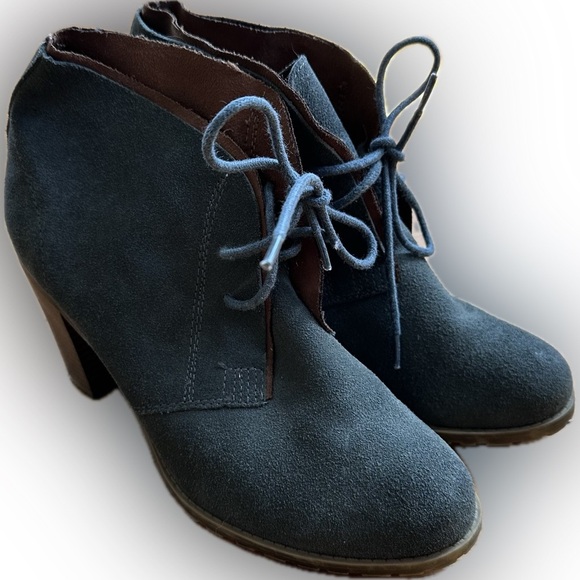 Ruff Hewn Women's Cypress Slate Blue Gray & Brown Suede Tie Up Booties Size 8.5 - Picture 2 of 10